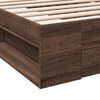 vidaXL Cama con caj&oacute;n madera de ingenier&iacute;a marr&oacute;n roble 75x190 cm
