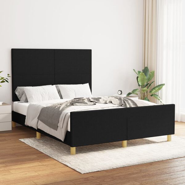 vidaXL Cama sin colch&oacute;n tela negro 140x190 cm