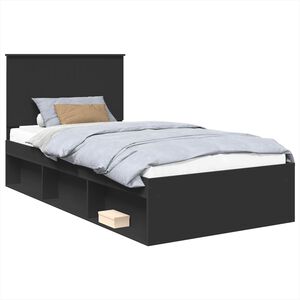 vidaXL Estructura de cama Negro 100 x 200 cm Madera de pino macizo