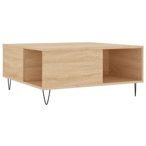 vidaXL Mesa de centro madera contrachapada roble Sonoma 80x80x36,5 cm