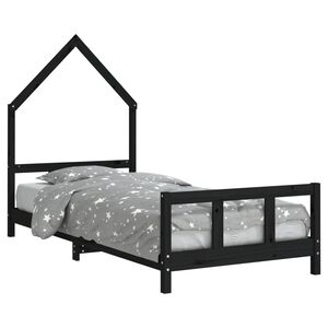 vidaXL Estructura de cama para ni&ntilde;os madera de pino negro 90x200 cm