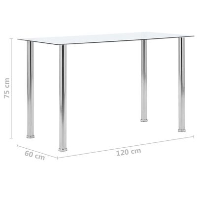vidaXL Mesa de comedor vidrio templado transparente 120x60x75 cm