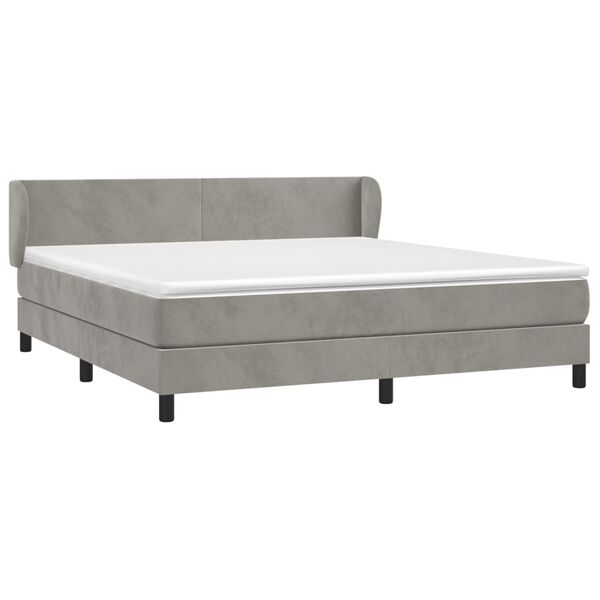 vidaXL Cama box spring con colch&oacute;n terciopelo gris claro 160x200 cm