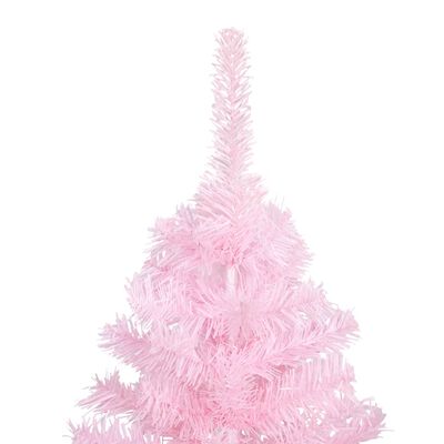 vidaXL Árbol de Navidad preiluminado con luces y soporte rosa 240 cm