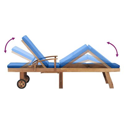 vidaXL Tumbona con cojín madera maciza de teca azul