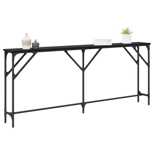 vidaXL Mesa Consola Roble negro 180 x 23 x 75 cm