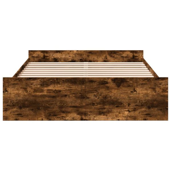 vidaXL Cama con cajones madera de ingeniería roble ahumado 150x200 cm