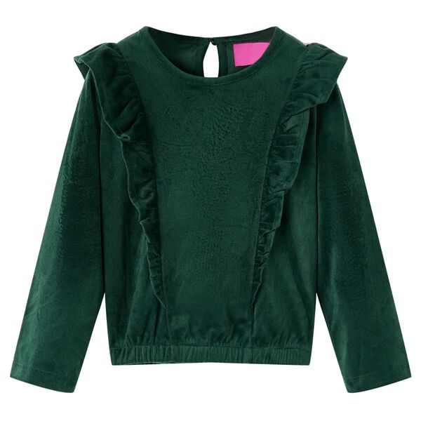Blusa infantil con volantes verde oscuro 92