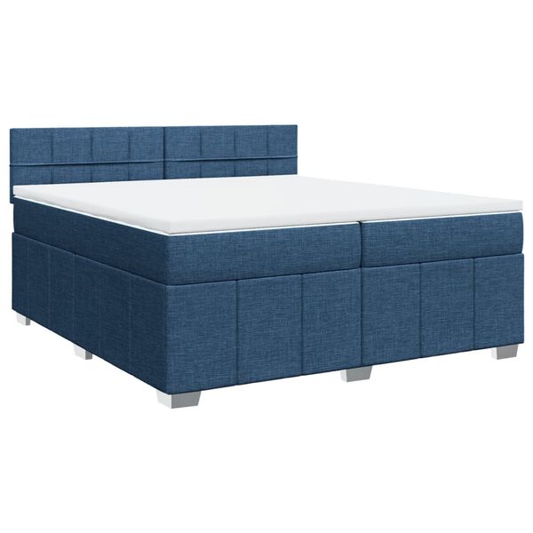 vidaXL Cama box spring con colch&oacute;n tela azul 200x200 cm
