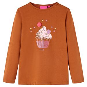Camiseta infantil de manga larga color coñac 92