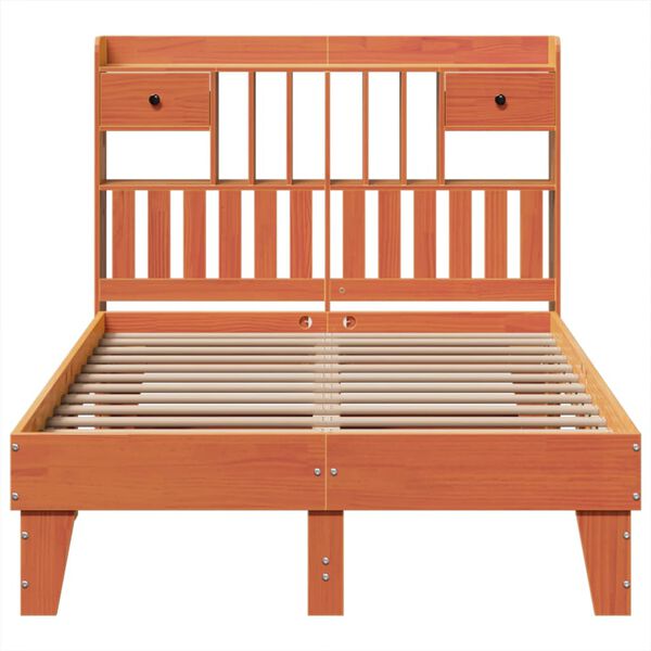 vidaXL Estructura de cama sin colch&oacute;n madera maciza marr&oacute;n 120x190 cm