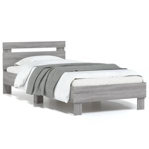 vidaXL Cama con cabecero madera de ingenier&iacute;a gris Sonoma 90x200 cm