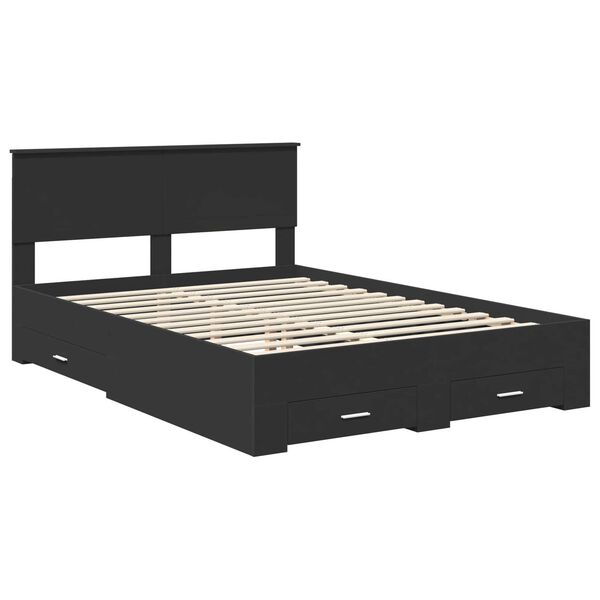 vidaXL Estructura de cama Negro 140 x 190 cm Madera de ingenier&iacute;a