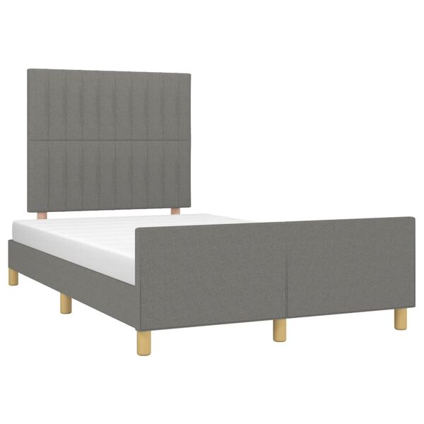vidaXL Estructura de cama sin colch&oacute;n tela gris oscuro 120x190 cm