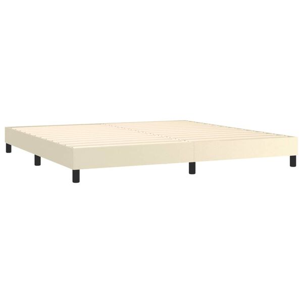 vidaXL Estructura de cama con somier cuero sint&eacute;tico crema 200x200 cm