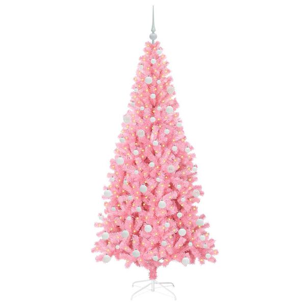 vidaXL Árbol de Navidad con 300 LED con soporte Rosa 180 cm PVC