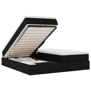 vidaXL Estructura de cama otomana con colchones tela negra 160x200 cm