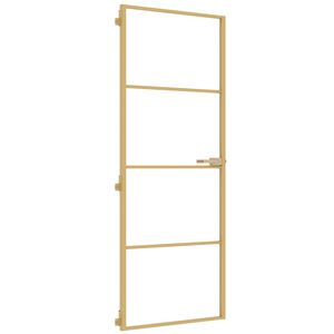 vidaXL Puerta de interior dorada vidrio templado y aluminio 76x201,5cm