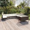 vidaXL Set muebles de jard&iacute;n 11 pzas y cojines rat&aacute;n sint&eacute;tico marr&oacute;n