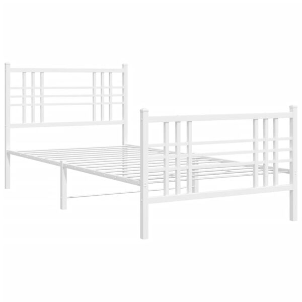 vidaXL Estructura cama sin colch&oacute;n con estribo metal blanco 90x200 cm