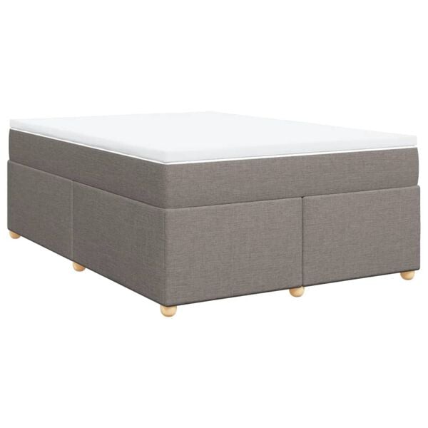 vidaXL Cama box spring con colch&oacute;n tela gris taupe 140x200 cm