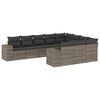 vidaXL Set de sof&aacute;s de jard&iacute;n 10 pzas con cojines rat&aacute;n sint&eacute;tico gris