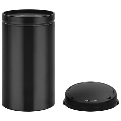 vidaXL Cubo de basura con sensor automático 50L acero al carbono negro