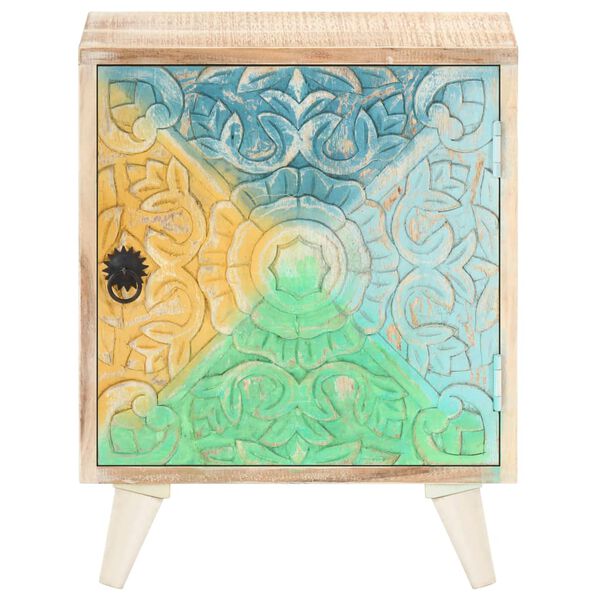 vidaXL Mesita de noche tallada de madera maciza de acacia 40x30x50 cm