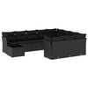 vidaXL Set de sof&aacute;s de jard&iacute;n 11 pzas y cojines rat&aacute;n sint&eacute;tico negro