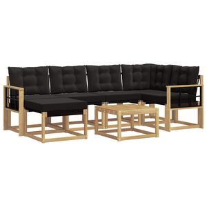 vidaXL Conjunto de sof&aacute;s de exterior 7 uds. Blanco y Negro