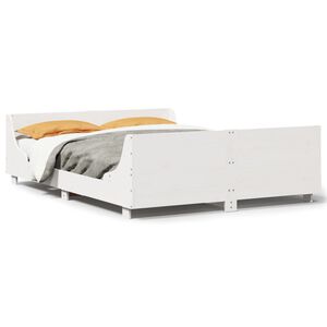 vidaXL Estructura de cama sin colch&oacute;n madera de pino blanco 135x190 cm