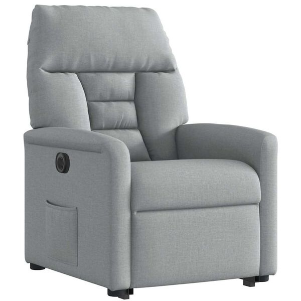 vidaXL Sill&oacute;n el&eacute;ctrico reclinable elevable de tela gris claro