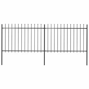 vidaXL Valla de jard&iacute;n con punta de lanza de acero 337x120 cm negra