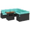 vidaXL Conjunto de sof&aacute; de jard&iacute;n 9 uds. Negro Polirat&aacute;n