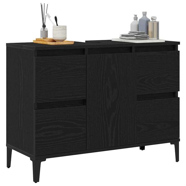 vidaXL Gabinete de Lavabo para Baño Roble Negro 80 x 33 x 60 cm