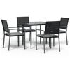 vidaXL Juego comedor jard&iacute;n 5 piezas y cojines rat&aacute;n sint&eacute;tico y acero