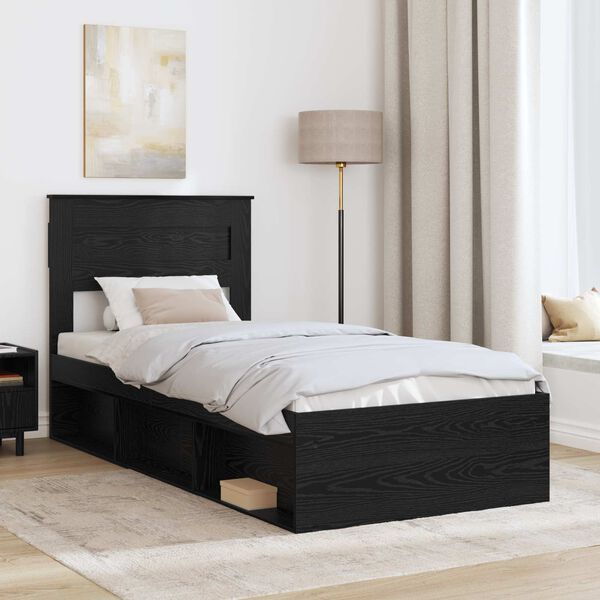 vidaXL Estructura de cama Negro 100 x 200 cm Madera de pino macizo