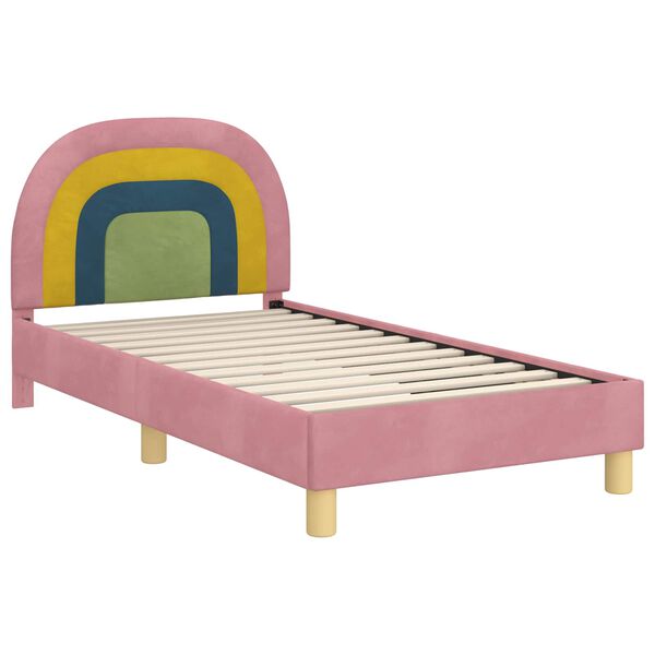 vidaXL Estructura de cama con cabecera Rosa 80 x 160 cm Terciopelo