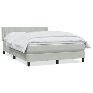 vidaXL Cama box spring con colch&oacute;n terciopelo gris claro 160x210 cm