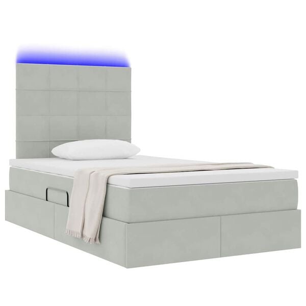 vidaXL Cama con almacenamiento y LED con LED Gris Claro 120 x 200 cm