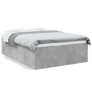 vidaXL Estructura de cama madera de ingenier&iacute;a gris hormig&oacute;n 135x190cm