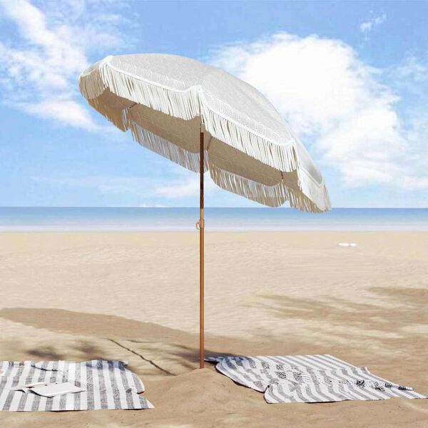 vidaXL Parasol de playa Gris y 160 x 160 x 196 cm Poli&eacute;ster y Acero