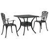 vidaXL Conjunto de mesa de jard&iacute;n 3 uds. Negro Aluminio fundido