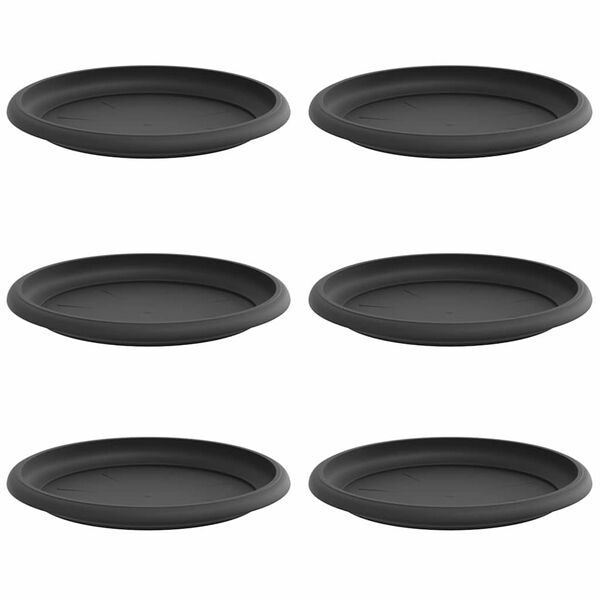 vidaXL Bandeja Redonda para Flores 6 pcs Negro &Oslash; 19 x 2 cm Pl&aacute;stico