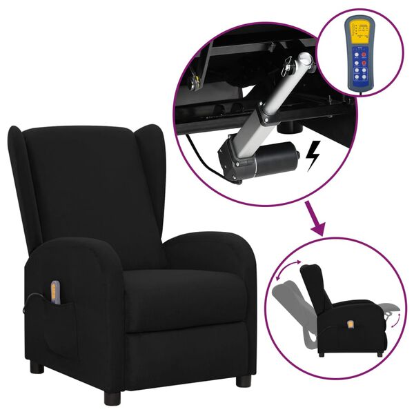 vidaXL Sill&oacute;n de masaje elevable tela negro
