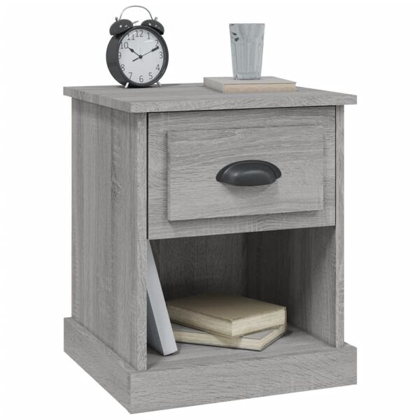 vidaXL Mesita de noche madera contrachapada gris Sonoma 39x39x47,5 cm