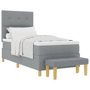 vidaXL Cama tipo Box Spring con cabecera Gris claro 200 x 80 cm tela