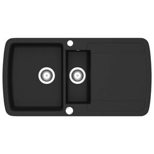 vidaXL Fregadero de cocina con dos senos de granito