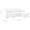 vidaXL Sofá cama modular de 3 plazas de cuero sintético blanco
