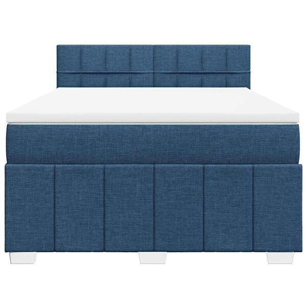 vidaXL Cama box spring con colch&oacute;n tela azul 140x190 cm